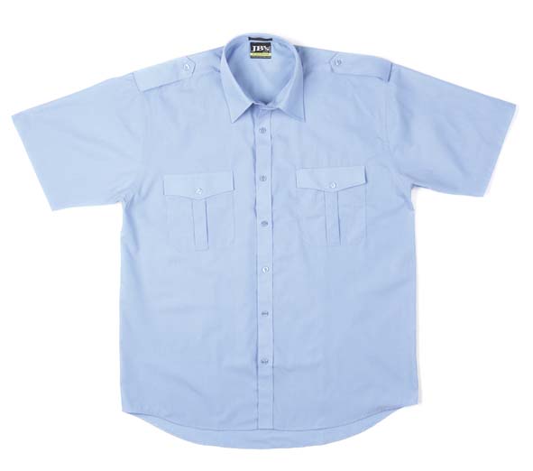 Blue Short Sleeve Epaulette Shirt